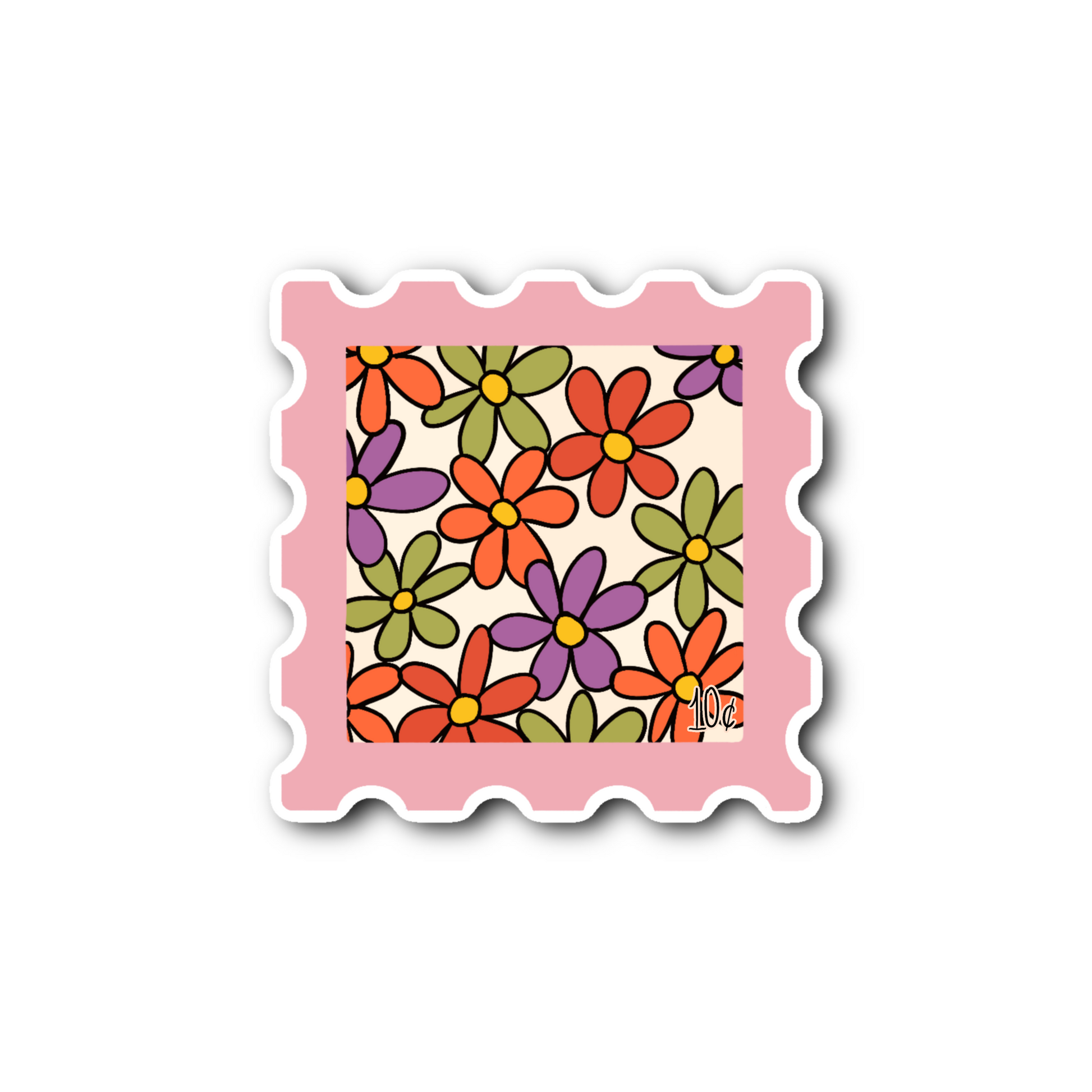 70s Vintage Flowers - Glossy Vinyl Sticker
